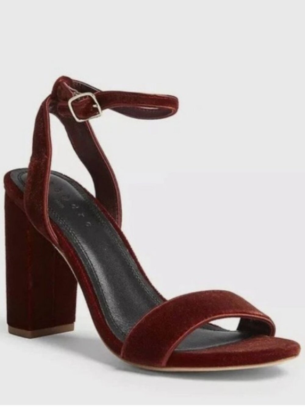 Sandro Paris Adrianne Rouille velvet block heel pump sandals burgundy size 37